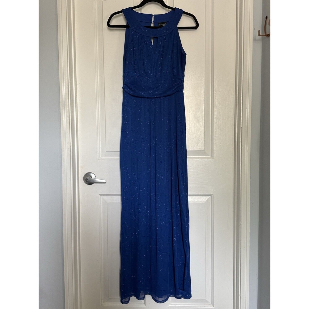 En Focus Studio Blue Sparkly Sleeveless Maxi Gown Size 8 Formal Evening cocktail